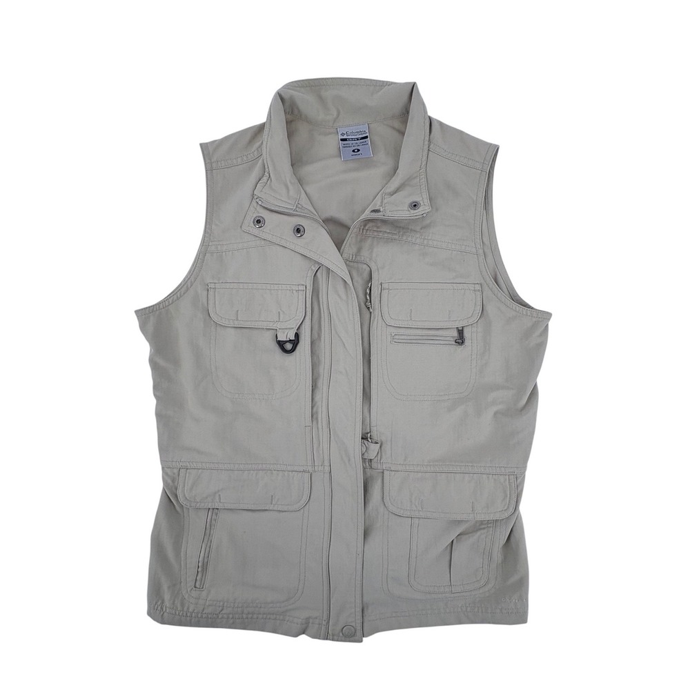 Columbia Sportswear Womens Omni-Shade Safari Utility Vest Tan Khaki Small S